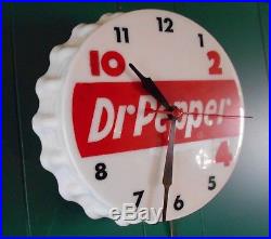 Vintage 50's DR. PEPPER -10-2-4 Advertising Clock Lighted Sign Soda Pop Rare