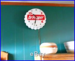 Vintage 50's DR. PEPPER -10-2-4 Advertising Clock Lighted Sign Soda Pop Rare