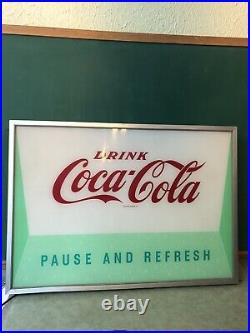 Vintage 50s 60s Coca-Cola Pause and Refresh Light-up Diner Sign