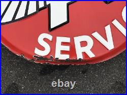 Vintage 55x42 FLYING A SERVICE Porcelain Sign Gas Oil Rare Size (will ship)