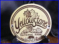 Vintage 6 YellowStone National Park Porcelain Sign RV Camping