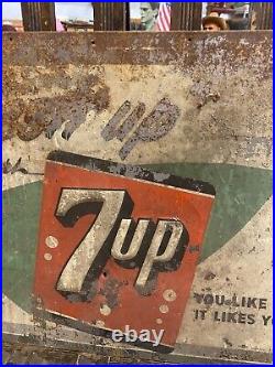 Vintage 7 UP Metal SODA Sign 27 x 19 COLA GAS OIL RUSTY PATINA