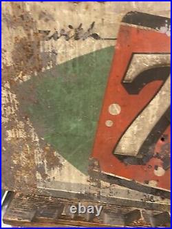 Vintage 7 UP Metal SODA Sign 27 x 19 COLA GAS OIL RUSTY PATINA