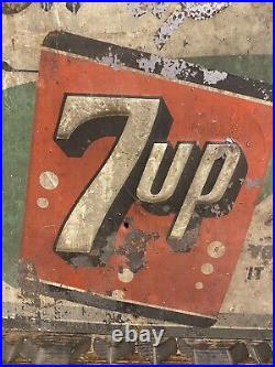 Vintage 7 UP Metal SODA Sign 27 x 19 COLA GAS OIL RUSTY PATINA