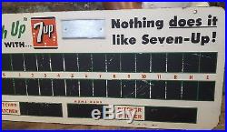Vintage 7 Up Fresh Up DBL Sided Masonite Advertising Sign Baseball Scoreboard
