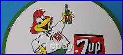 Vintage 7 Up Porcelain Soda Beverage Coca Cola Rooster Gas Service Station Sign
