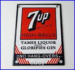 Vintage 7 Up Soda Sign Porcelain General Store Gas Oil Pump Liquor Sign