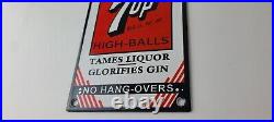 Vintage 7 Up Soda Sign Porcelain General Store Gas Oil Pump Liquor Sign