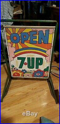 Vintage 7 up two sided, Peter Max style Sign