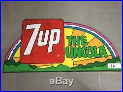 Vintage 7UP The Uncola Rainbow Metal Flange Sign Original MAXX Coke Cola Soda Ga