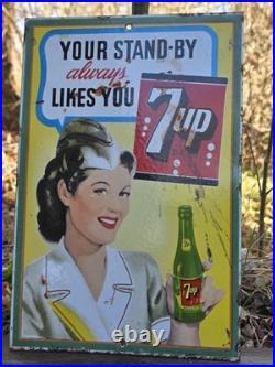 Vintage 7up Porcelain Advertising Porcelain Sign 12 X 8 Coke, Pepsi