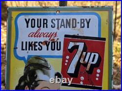 Vintage 7up Porcelain Advertising Porcelain Sign 12 X 8 Coke, Pepsi