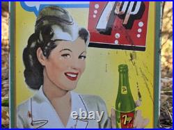 Vintage 7up Porcelain Advertising Porcelain Sign 12 X 8 Coke, Pepsi