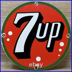 Vintage 7up Soda Pop Porcelain Sign Gas Station Pump Plate Motor Oil Pepsi Cola
