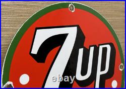 Vintage 7up Soda Pop Porcelain Sign Gas Station Pump Plate Motor Oil Pepsi Cola