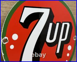 Vintage 7up Soda Pop Porcelain Sign Gas Station Pump Plate Motor Oil Pepsi Cola