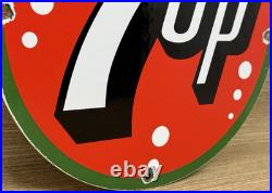 Vintage 7up Soda Pop Porcelain Sign Gas Station Pump Plate Motor Oil Pepsi Cola