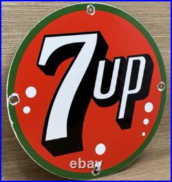 Vintage 7up Soda Pop Porcelain Sign Gas Station Pump Plate Motor Oil Pepsi Cola
