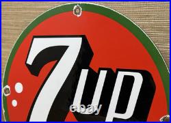 Vintage 7up Soda Pop Porcelain Sign Gas Station Pump Plate Motor Oil Pepsi Cola
