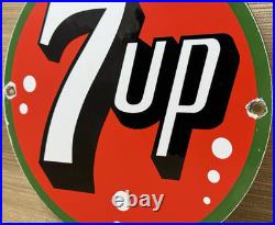 Vintage 7up Soda Pop Porcelain Sign Gas Station Pump Plate Motor Oil Pepsi Cola