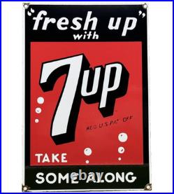Vintage 7up Soda Pop Porcelain Sign Gas Station Seven Motor Oil Pepsi Cola