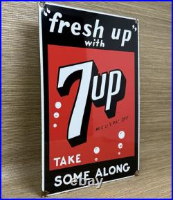 Vintage 7up Soda Pop Porcelain Sign Gas Station Seven Motor Oil Pepsi Cola