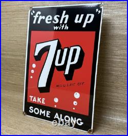 Vintage 7up Soda Pop Porcelain Sign Gas Station Seven Motor Oil Pepsi Cola