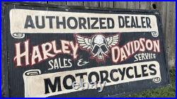 Vintage 80s Large 40 Harley Davidson Motorcycles Sales Sign Advertising Angel