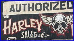 Vintage 80s Large 40 Harley Davidson Motorcycles Sales Sign Advertising Angel