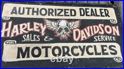 Vintage 80s Large 40 Harley Davidson Motorcycles Sales Sign Advertising Angel
