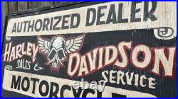Vintage 80s Large 40 Harley Davidson Motorcycles Sales Sign Advertising Angel