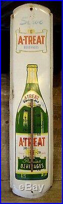 Vintage A-TREAT Beverages Ginger Ale THERMOMETER - 36 - sign old rare