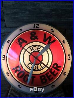Vintage A&W Double Bubble Advertising Clock Rare Sign