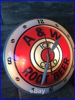 Vintage A&W Double Bubble Advertising Clock Rare Sign