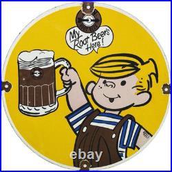 Vintage A & W M-m-m Good! Porcelain Sign Dennis The Menace Root Beer Float