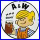 Vintage-A-W-M-m-m-Good-Porcelain-Sign-Dennis-The-Menace-Root-Beer-Float-01-zlhm
