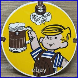 Vintage A & W M-m-m Good! Porcelain Sign Dennis The Menace Root Beer Float