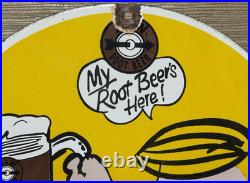 Vintage A & W M-m-m Good! Porcelain Sign Dennis The Menace Root Beer Float