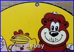 Vintage A & W M-m-m Good! Porcelain Sign Dennis The Menace Root Beer Float