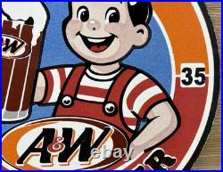 Vintage A & W M-m-m Good! Porcelain Sign Dennis The Menace Root Beer Float