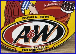 Vintage A & W M-m-m Good! Porcelain Sign Dennis The Menace Root Beer Float