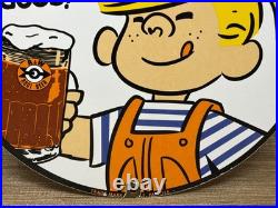 Vintage A & W M-m-m Good! Porcelain Sign Dennis The Menace Root Beer Float
