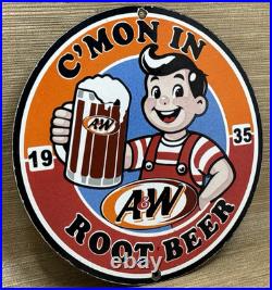 Vintage A & W M-m-m Good! Porcelain Sign Dennis The Menace Root Beer Float