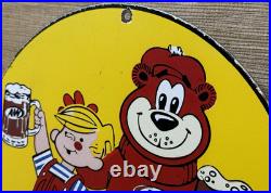 Vintage A & W M-m-m Good! Porcelain Sign Dennis The Menace Root Beer Float
