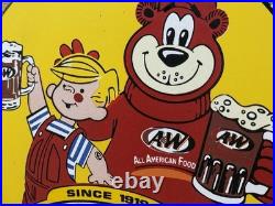 Vintage A & W M-m-m Good! Porcelain Sign Dennis The Menace Root Beer Float