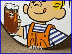 Vintage A & W M-m-m Good! Porcelain Sign Dennis The Menace Root Beer Float