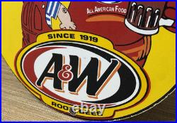 Vintage A & W M-m-m Good! Porcelain Sign Dennis The Menace Root Beer Float