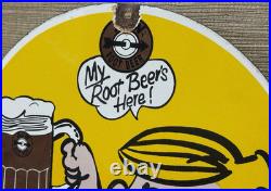 Vintage A & W M-m-m Good! Porcelain Sign Dennis The Menace Root Beer Float