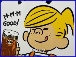 Vintage A & W M-m-m Good! Porcelain Sign Dennis The Menace Root Beer Float