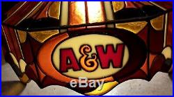 Vintage A&W Root Beer Chandelier Light Hanging Lamp Shade AW ANW Sign Bar Booth